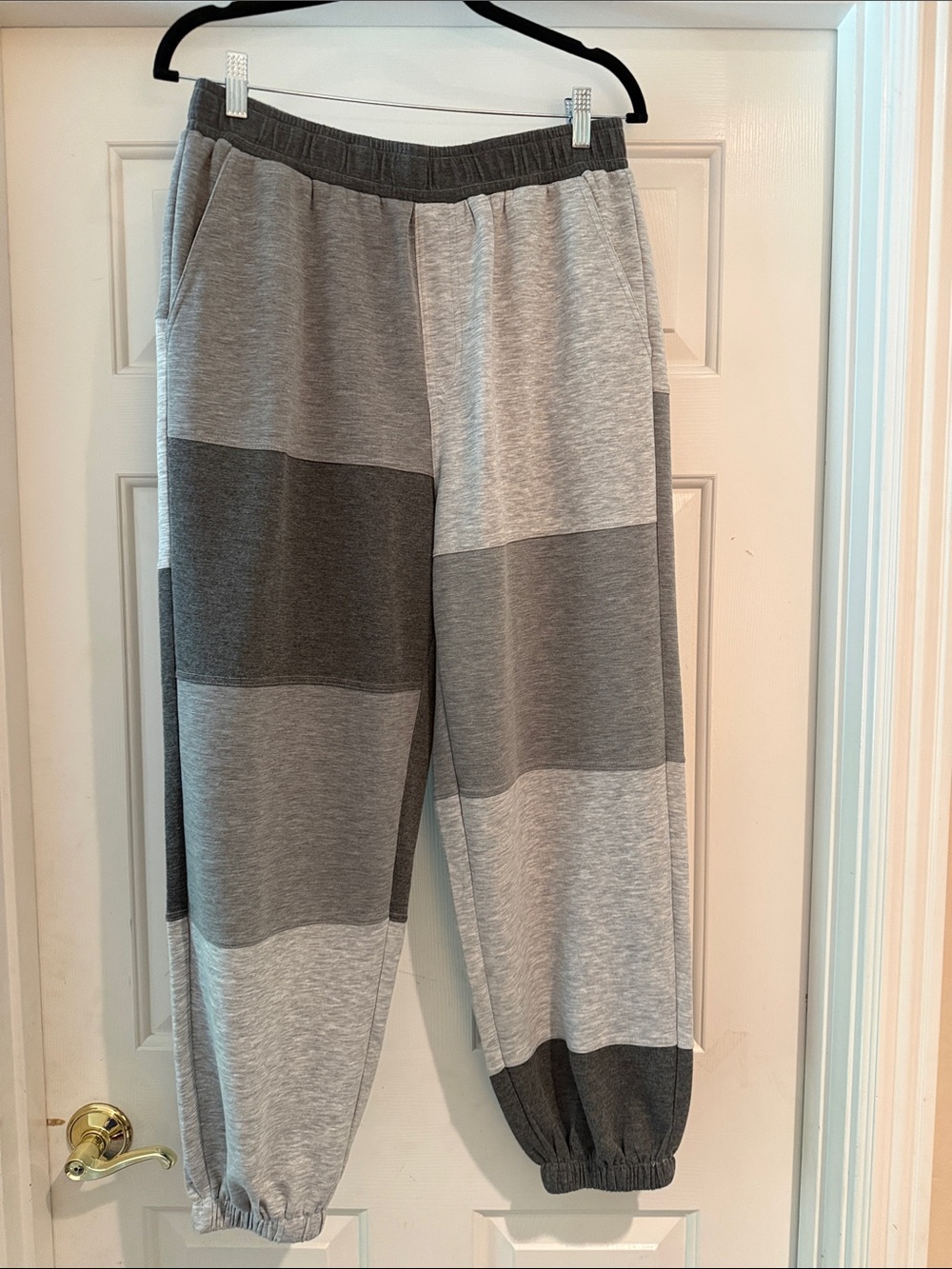 white birch Gray Two-Tone Colorblock Jogger Pants large